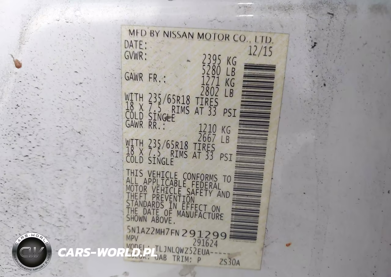 2015 Nissan Murano Sv VIN:5N1AZ2MH7FN291299 - 9