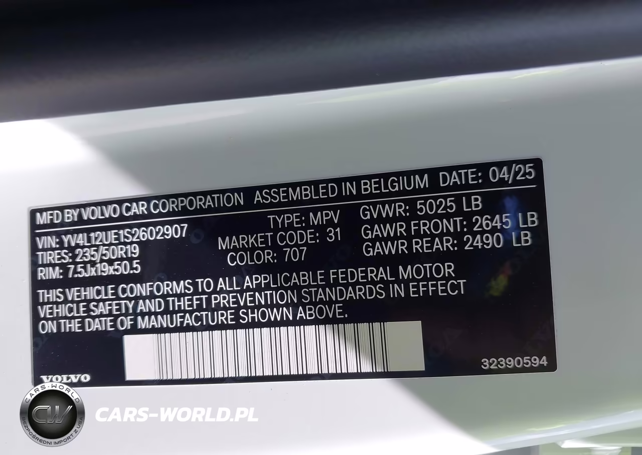 2025 Volvo Xc40 B5 Plus Bright Theme VIN:YV4L12UE1S2602907 - 9