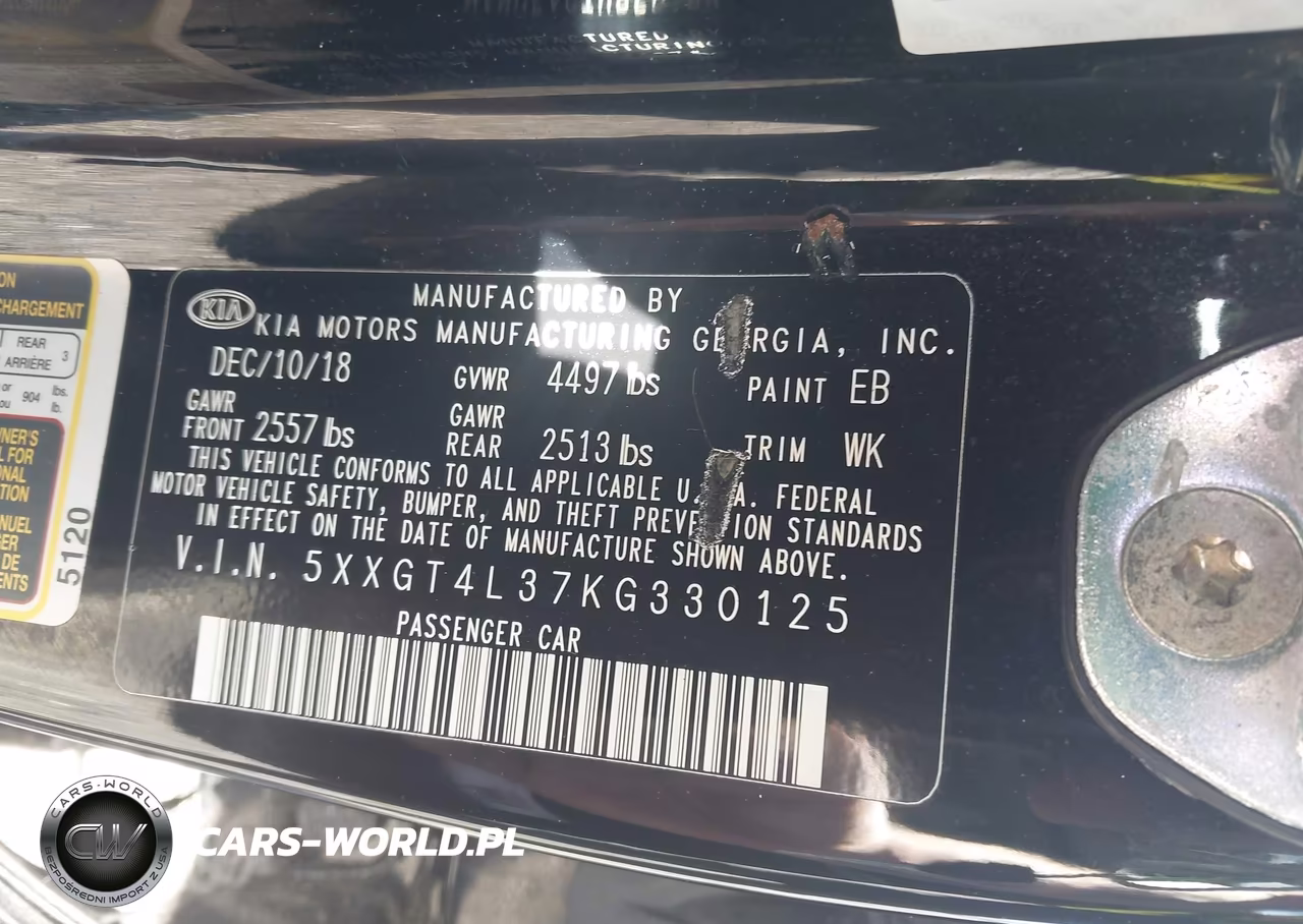 2019 Kia Optima Lx VIN:5XXGT4L37KG330125 - 9