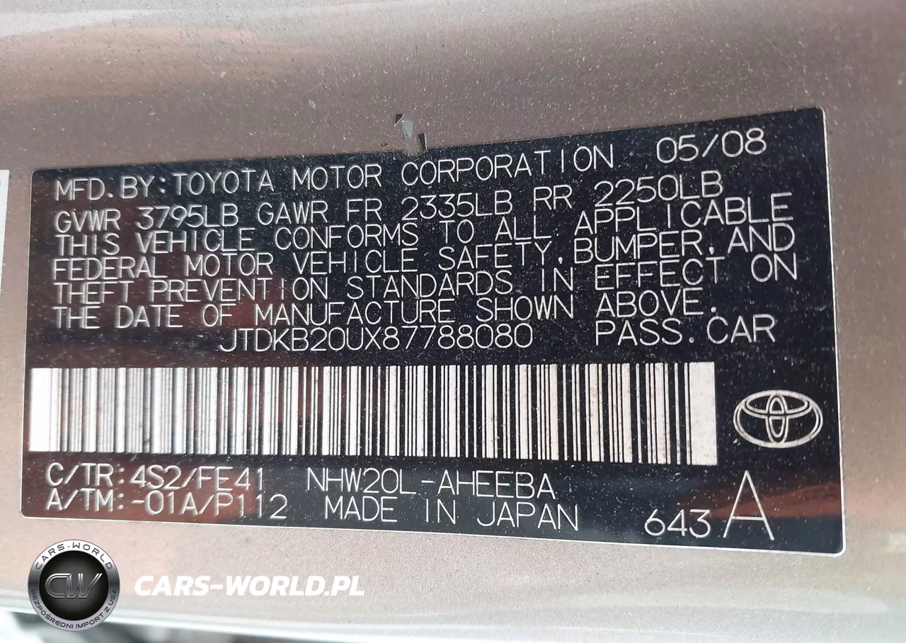 2008 Toyota Prius VIN:JTDKB20UX87788080 - 9