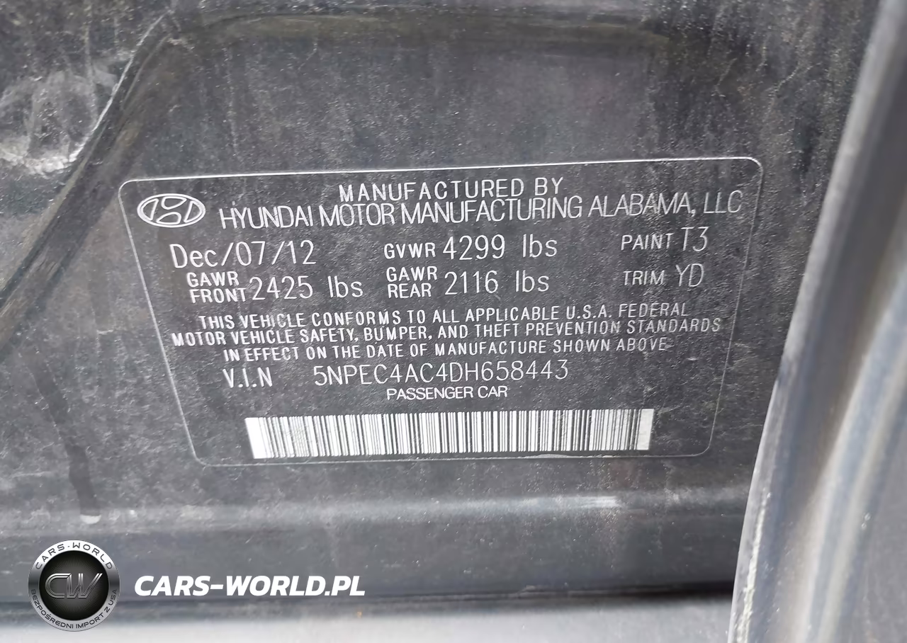 2013 Hyundai Sonata Limited VIN:5NPEC4AC4DH658443 - 9
