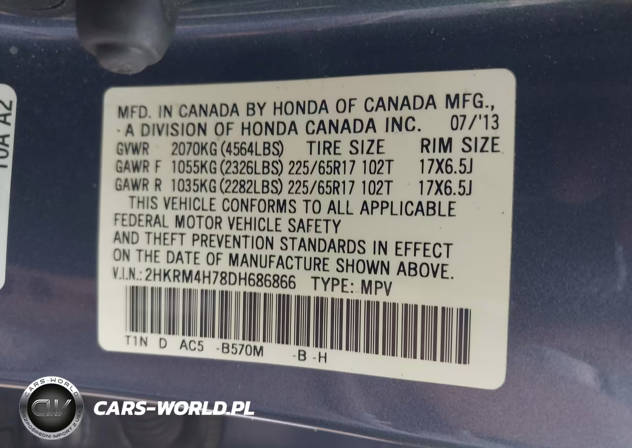 2013 Honda Cr-V Ex-L VIN:2HKRM4H78DH686866 - 9