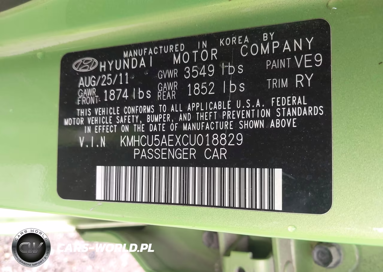 2012 Hyundai Accent Se VIN:KMHCU5AEXCU018829 - 9