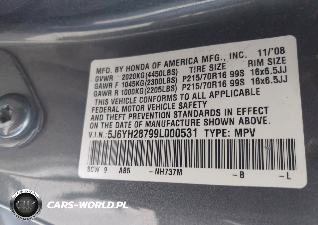 2009 Honda Element Ex VIN:5J6YH28799L000531 - 9