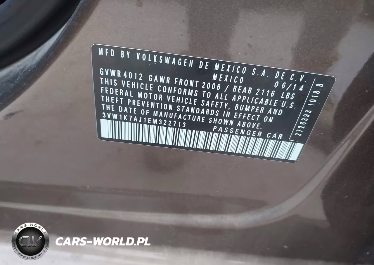 2014 Volkswagen Jetta 2.0L S VIN:3VW1K7AJ1EM322713 - 9