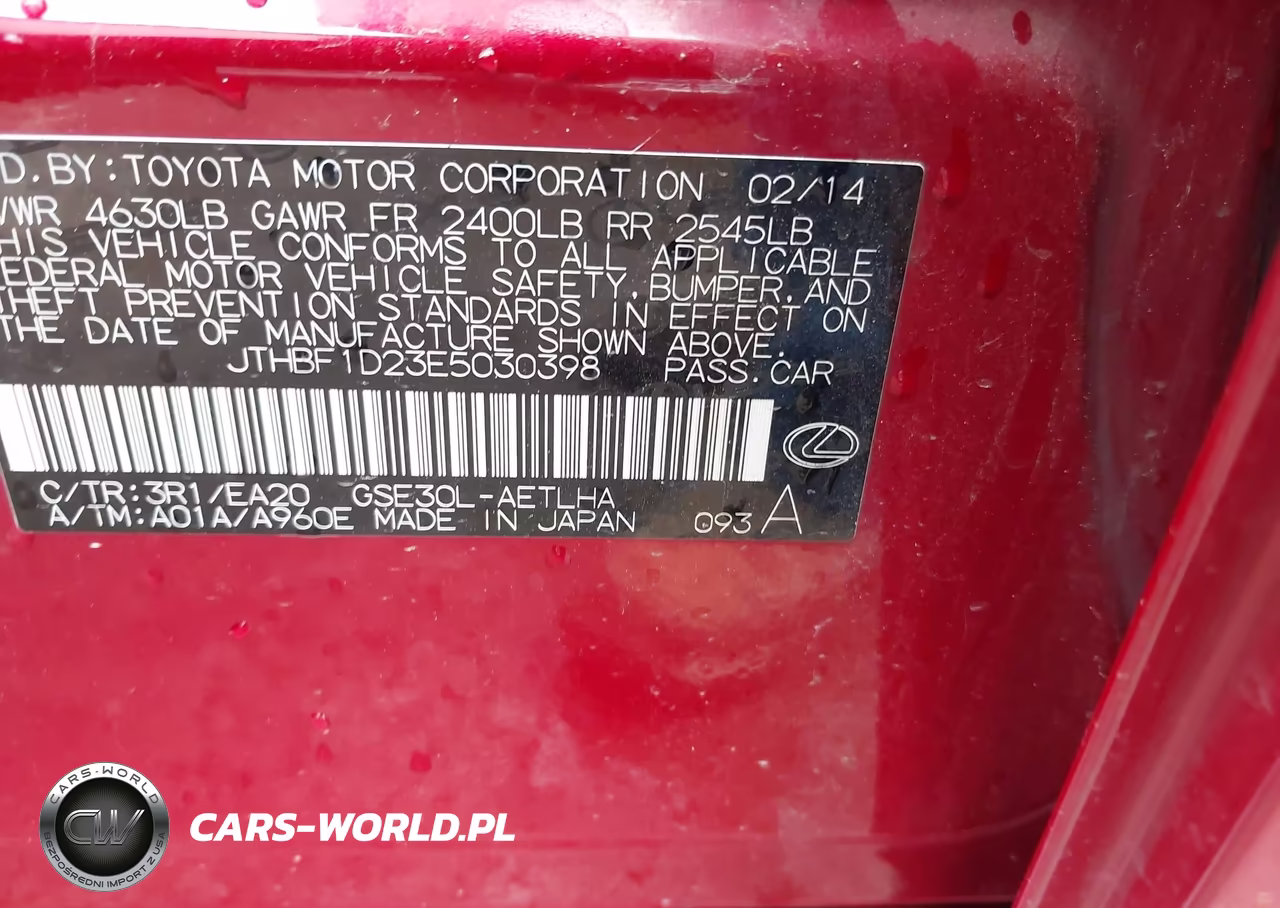 2014 Lexus Is 250 VIN:JTHBF1D23E5030398 - 9