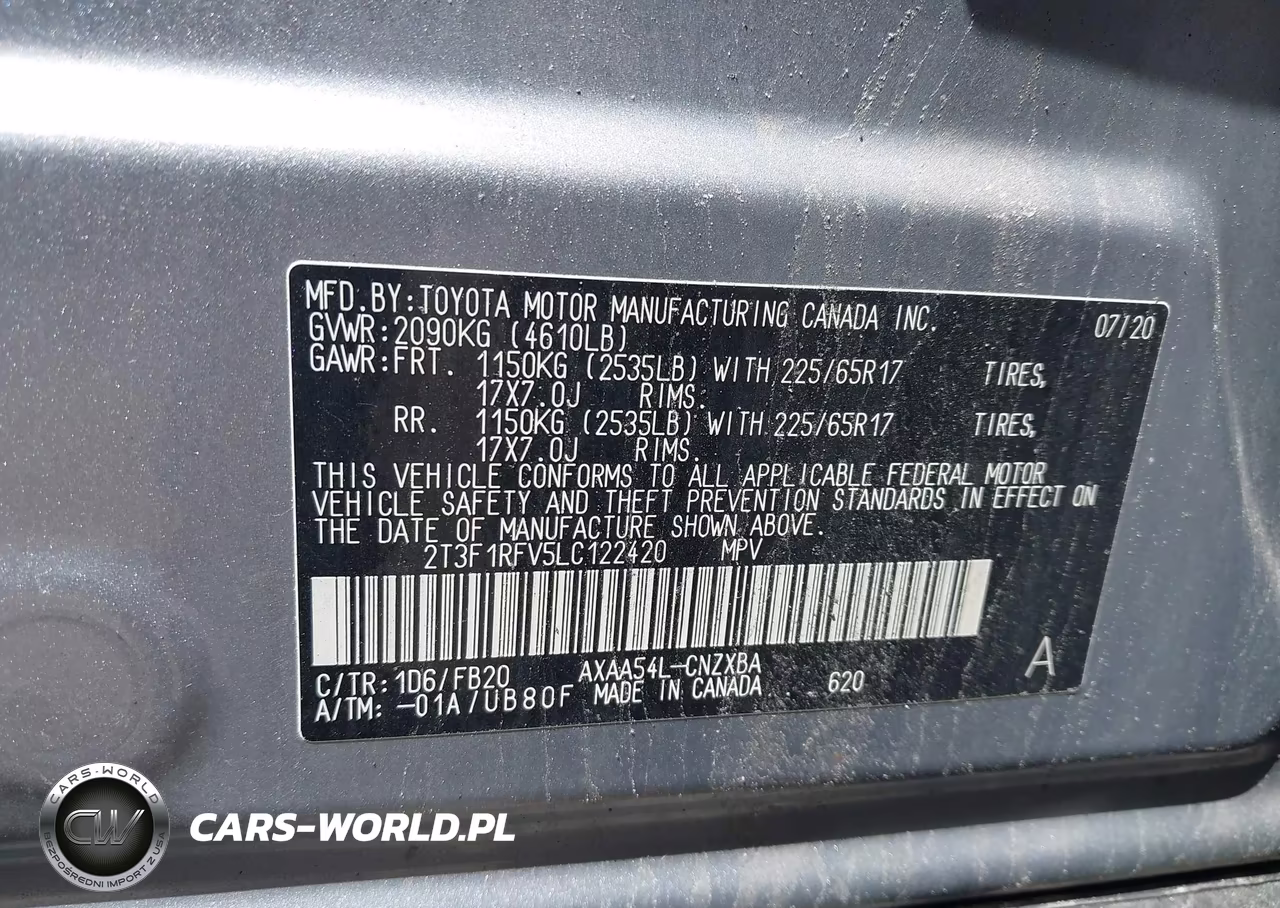 2020 Toyota Rav4 Le VIN:2T3F1RFV5LC122420 - 9