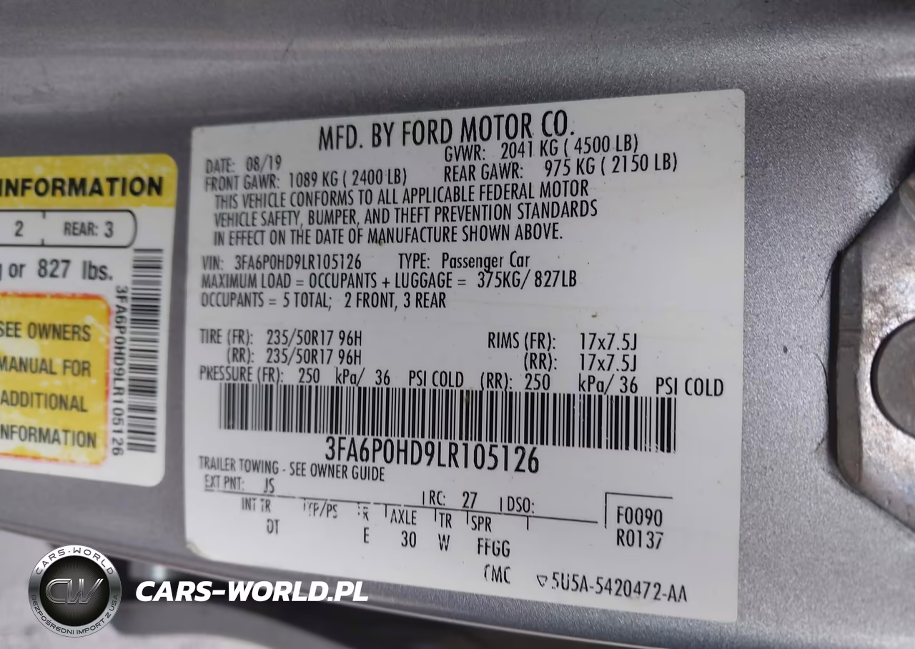 2020 Ford Fusion Se VIN:3FA6P0HD9LR105126 - 9