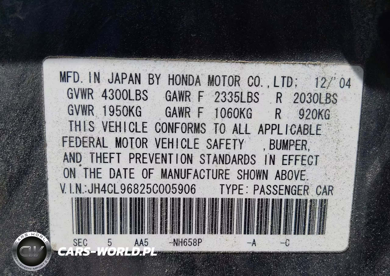 2005 Acura Tsx VIN:JH4CL96825C005906 - 9