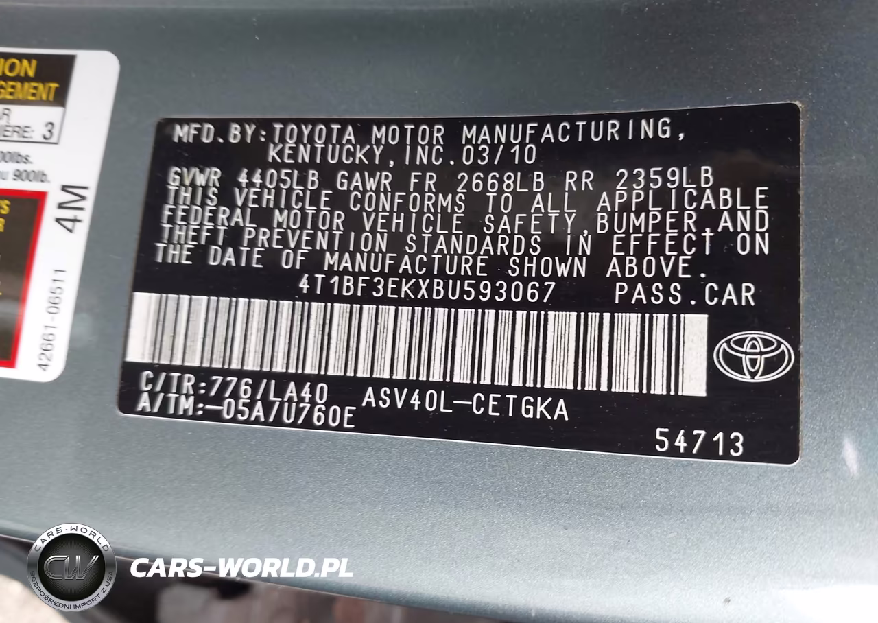 2011 Toyota Camry Xle VIN:4T1BF3EKXBU593067 - 9