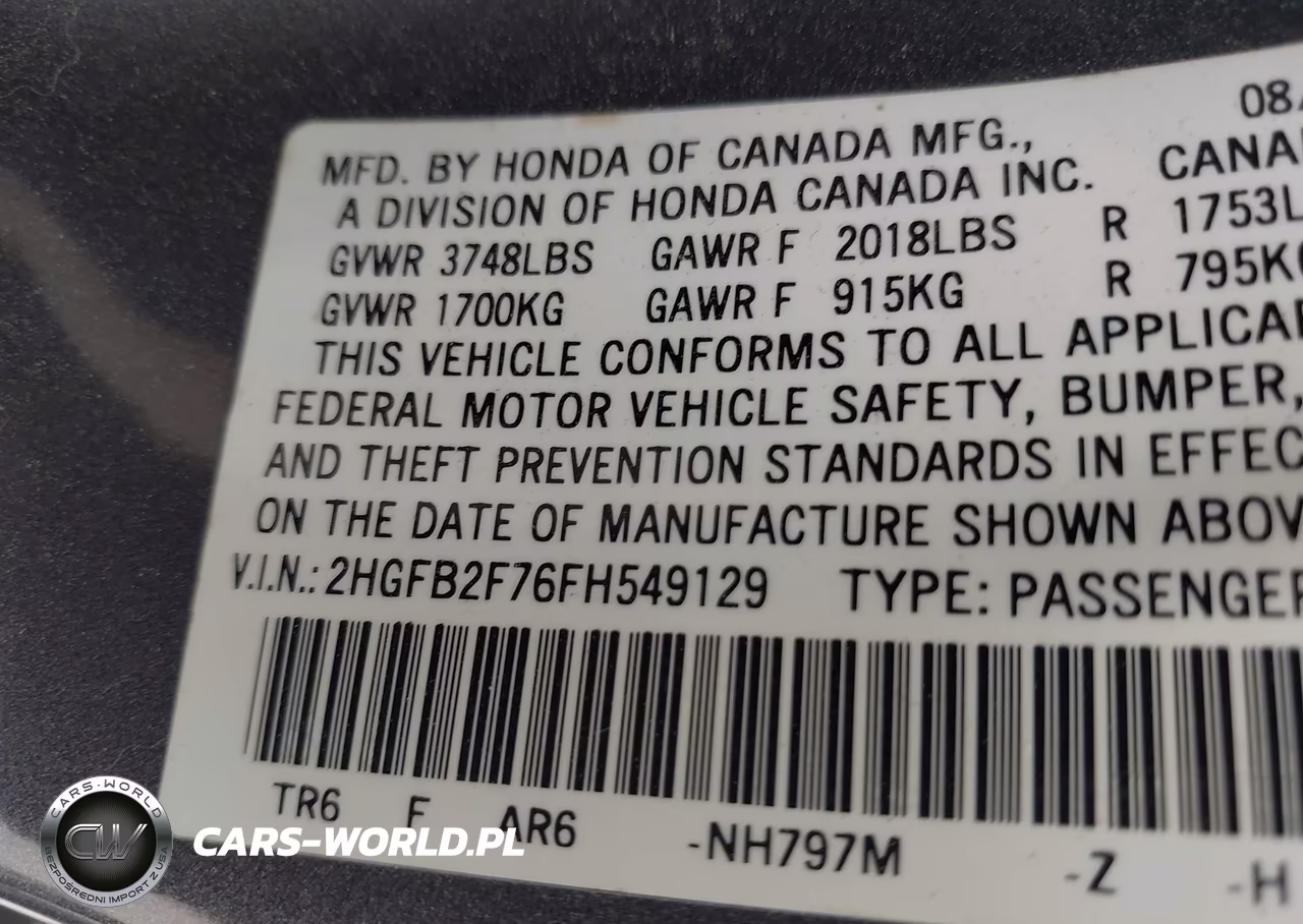 2015 Honda Civic Se VIN:2HGFB2F76FH549129 - 9