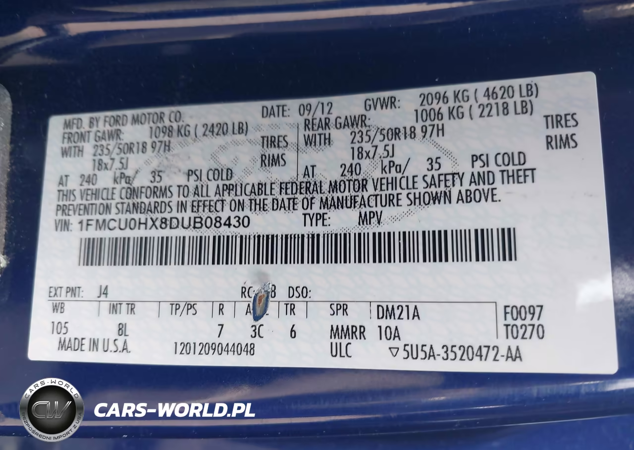 2013 Ford Escape Sel VIN:1FMCU0HX8DUB08430 - 9
