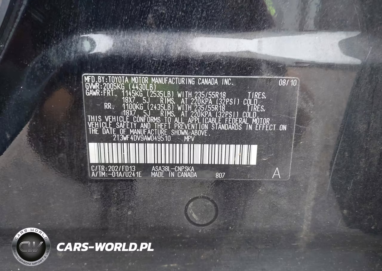2010 Toyota Rav4 Sport VIN:2T3WF4DV9AW049510 - 9