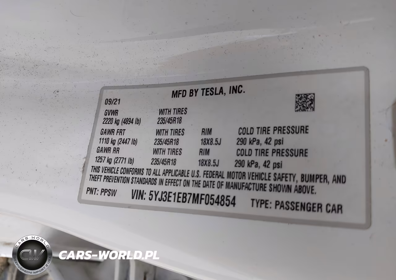 2021 Tesla Model 3 Long Range VIN:5YJ3E1EB7MF054854 - 9