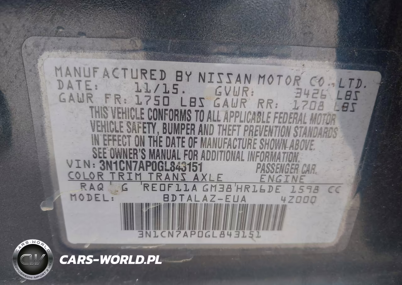 2016 Nissan Versa 1.6 S+ VIN:3N1CN7AP0GL843151 - 9