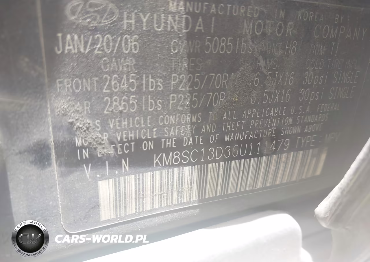 2006 Hyundai Santa Fe Gls VIN:KM8SC13D36U111479 - 9