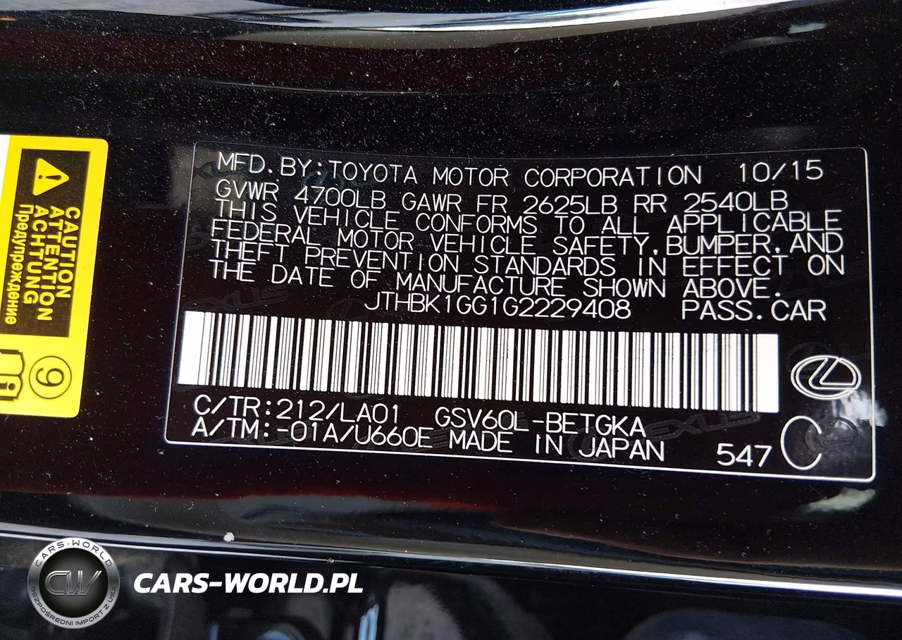 2016 Lexus Es 350 VIN:JTHBK1GG1G2229408 - 9