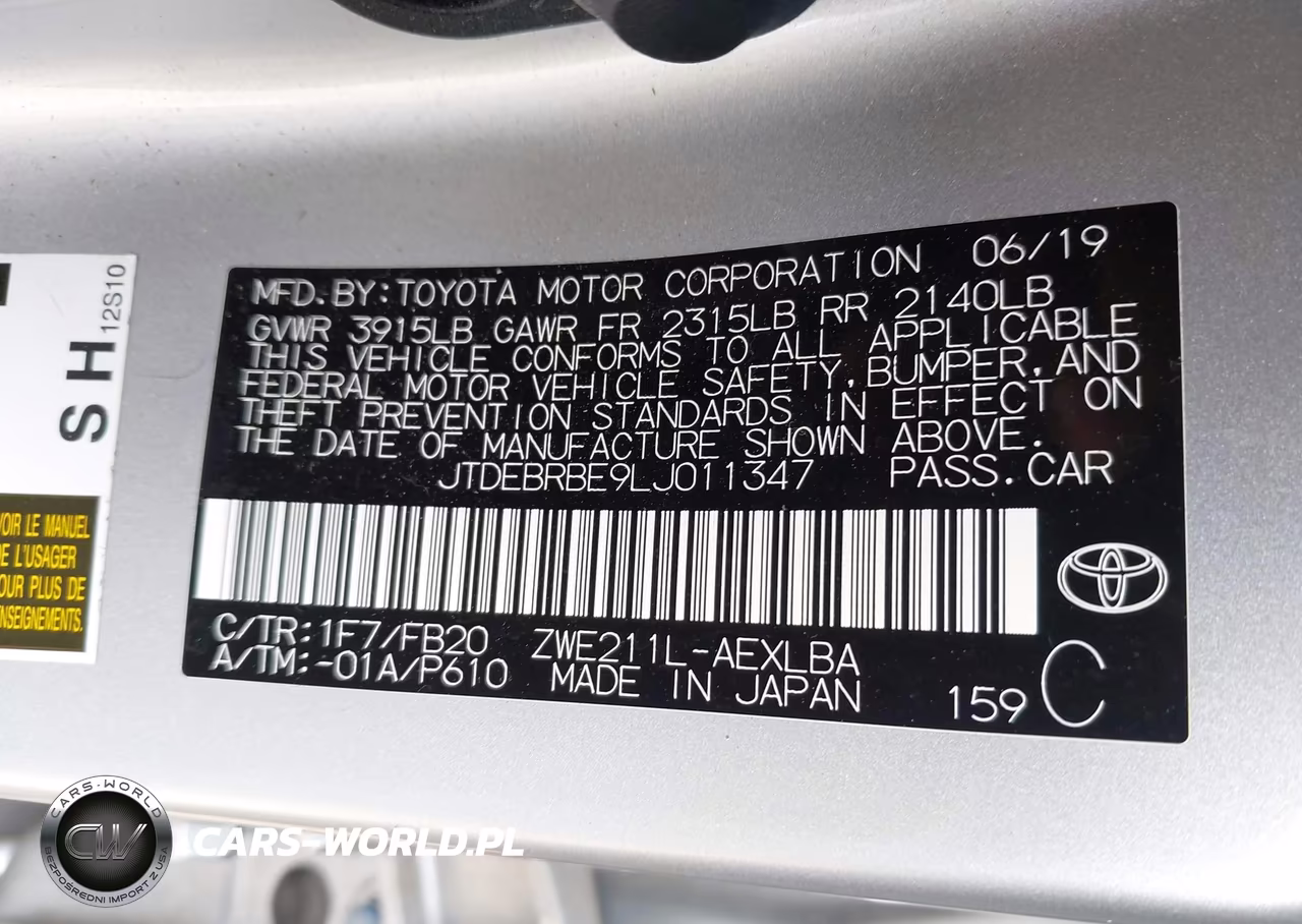 2020 Toyota Corolla Hybrid Le VIN:JTDEBRBE9LJ011347 - 9