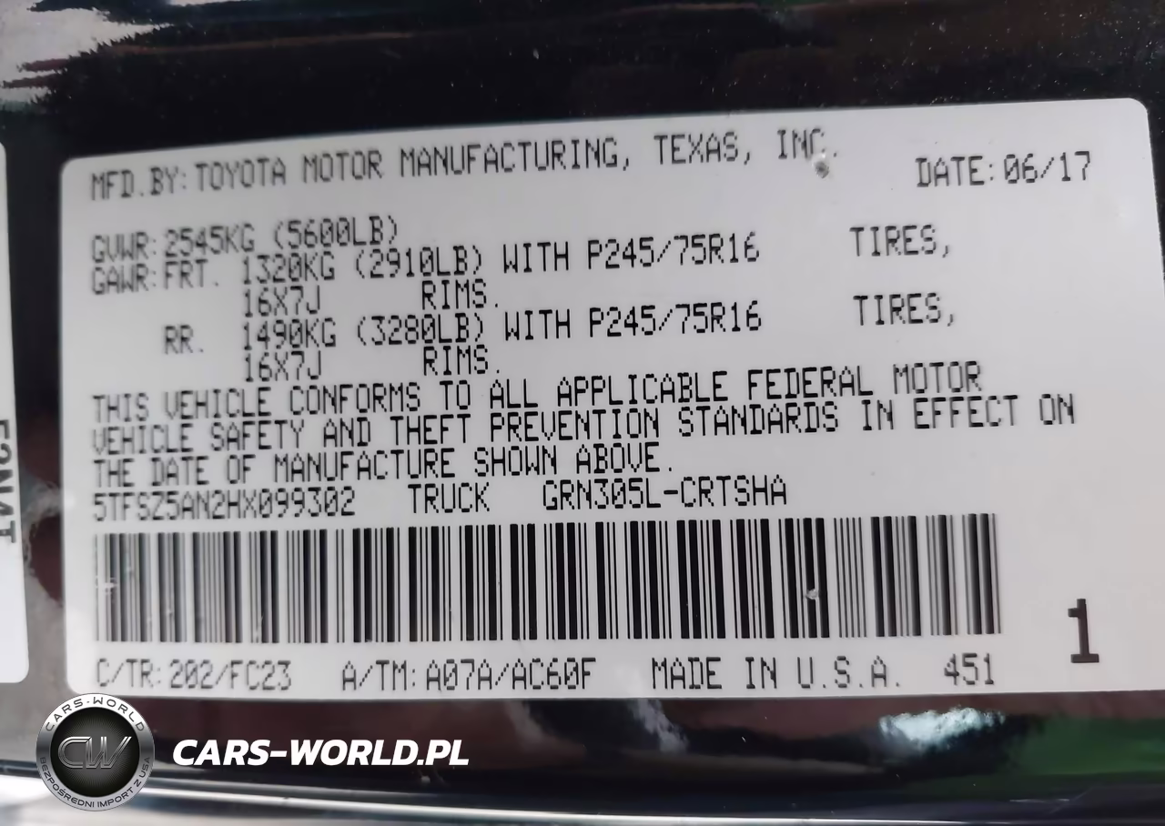 2017 Toyota Tacoma Sr5 V6 VIN:5TFSZ5AN2HX099302 - 9