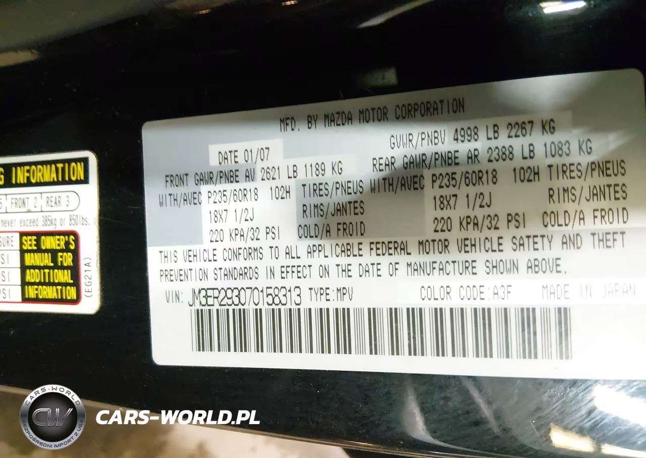 2007 Mazda Cx-7 Grand Touring VIN:JM3ER293070158313 - 9