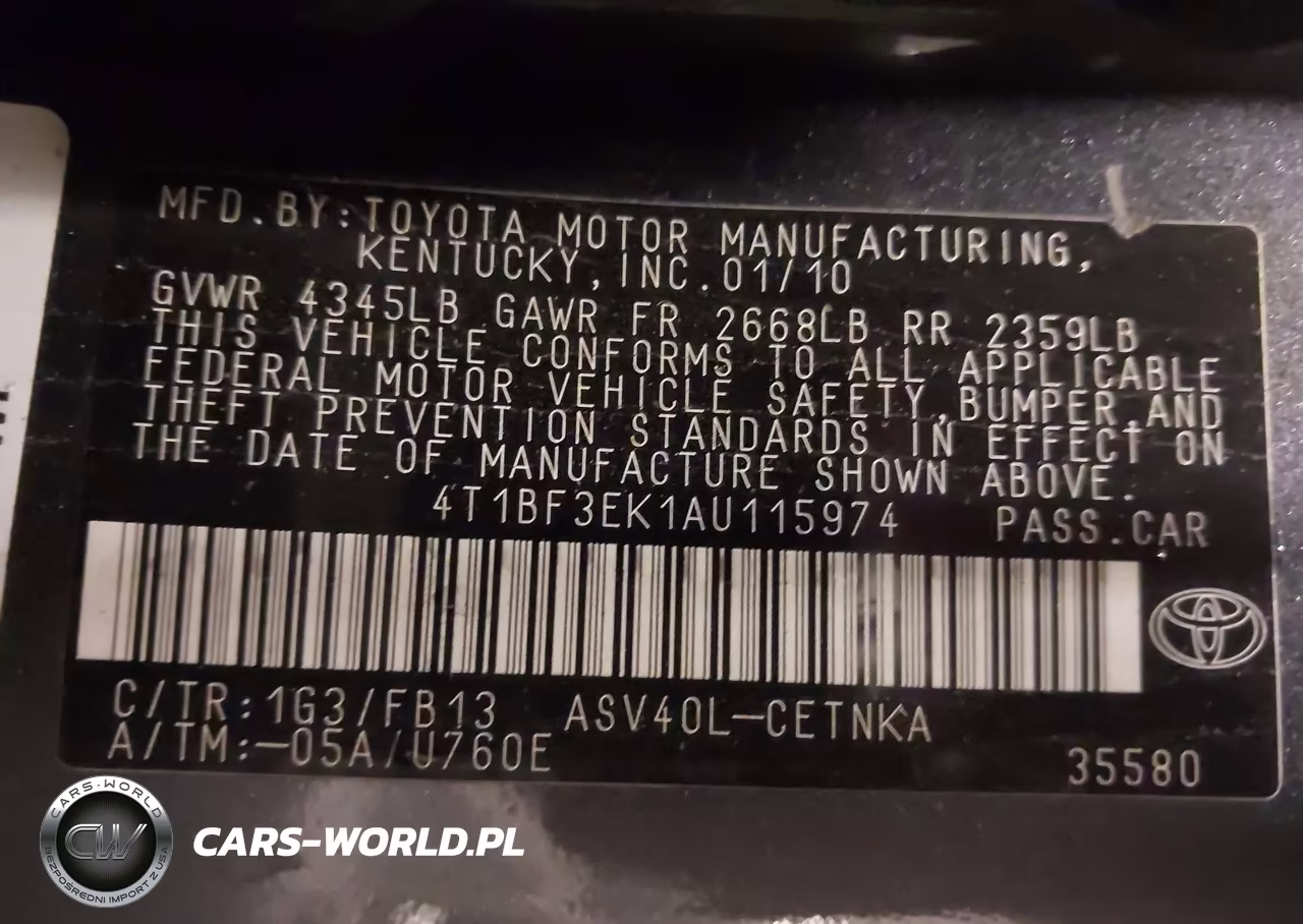 2010 Toyota Camry Le VIN:4T1BF3EK1AU115974 - 9