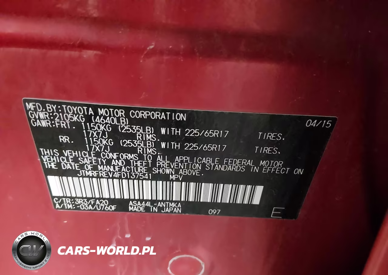 2015 Toyota Rav4 Xle VIN:JTMRFREV4FD137541 - 9