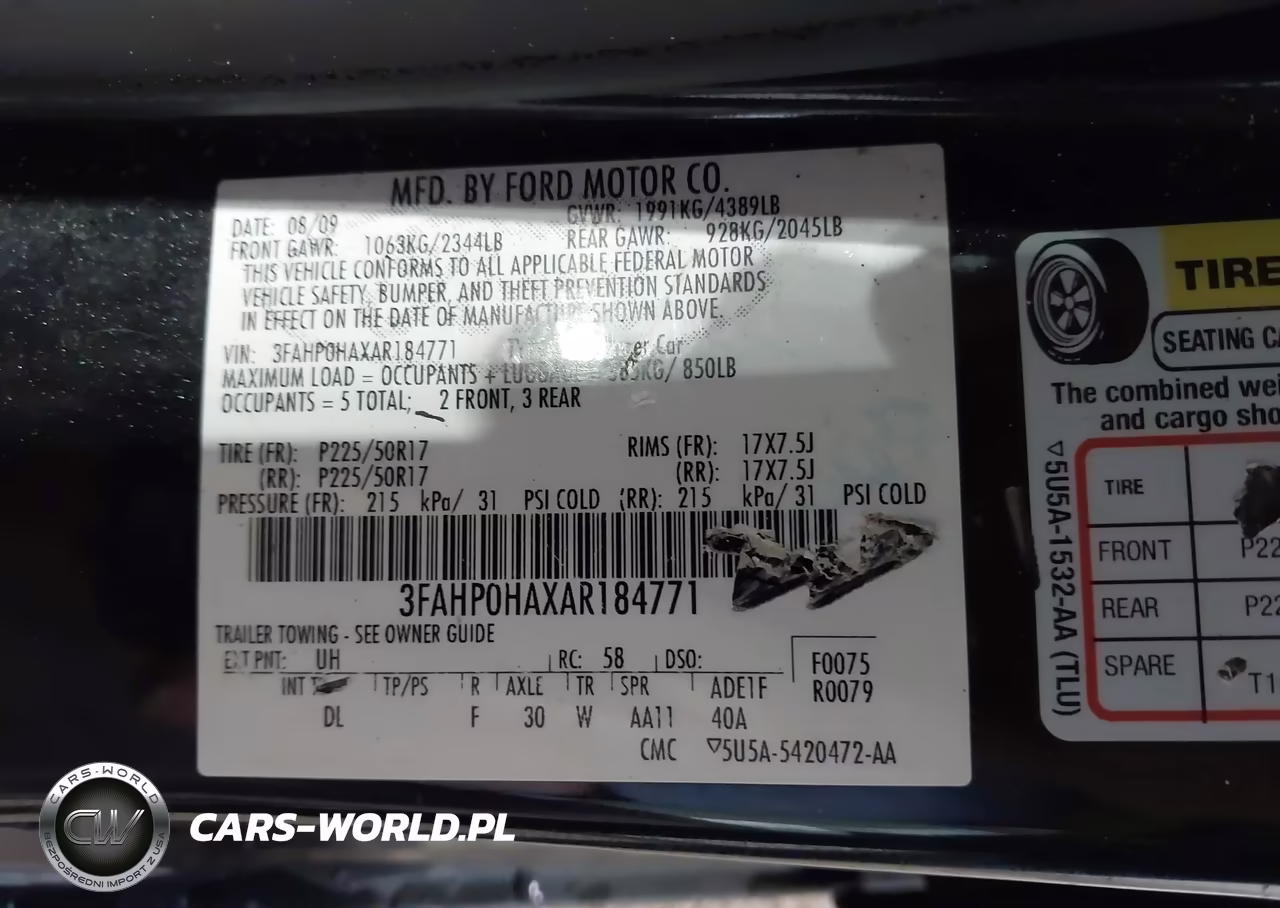 2010 Ford Fusion Se VIN:3FAHP0HAXAR184771 - 9