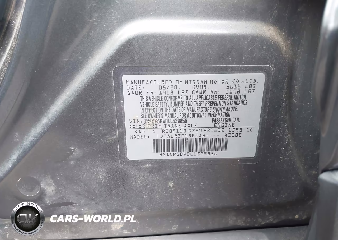 2020 Nissan Kicks S Xtronic Cvt VIN:3N1CP5BV0LL539856 - 9
