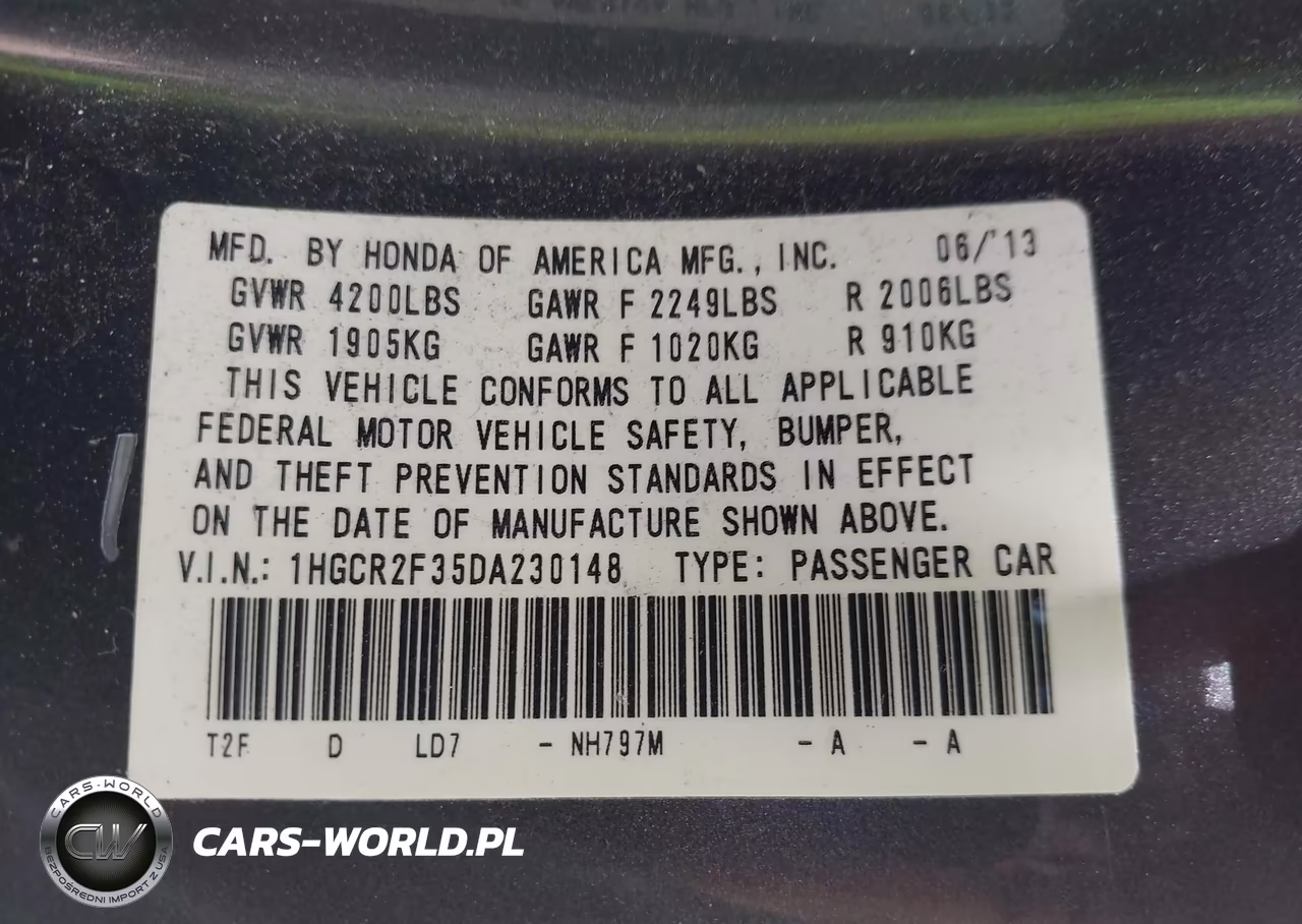 2013 Honda Accord Lx VIN:1HGCR2F35DA230148 - 9