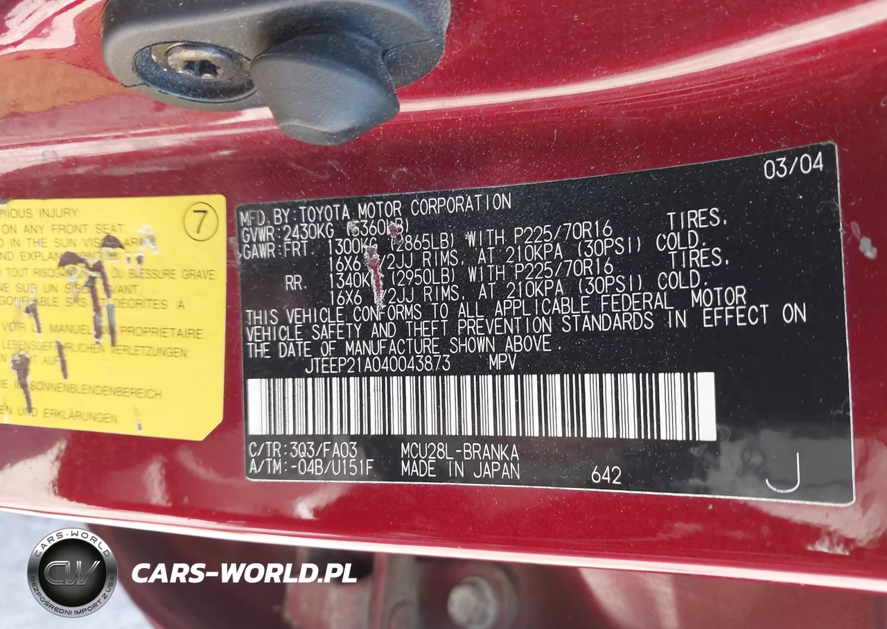 2004 Toyota Highlander V6 VIN:JTEEP21A040043873 - 9