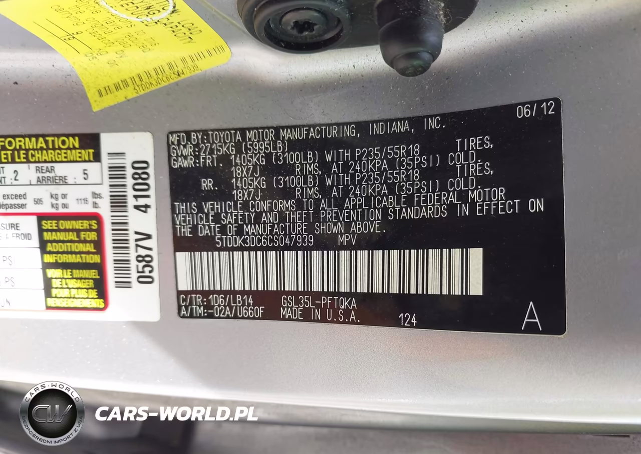 2012 Toyota Sienna Xle 7 Passenger VIN:5TDDK3DC6CS047939 - 9