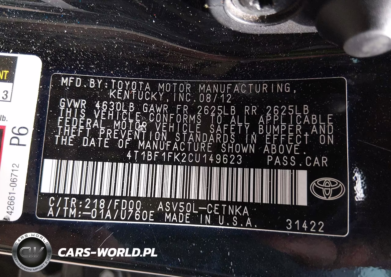 2012 Toyota Camry Le VIN:4T1BF1FK2CU149623 - 9