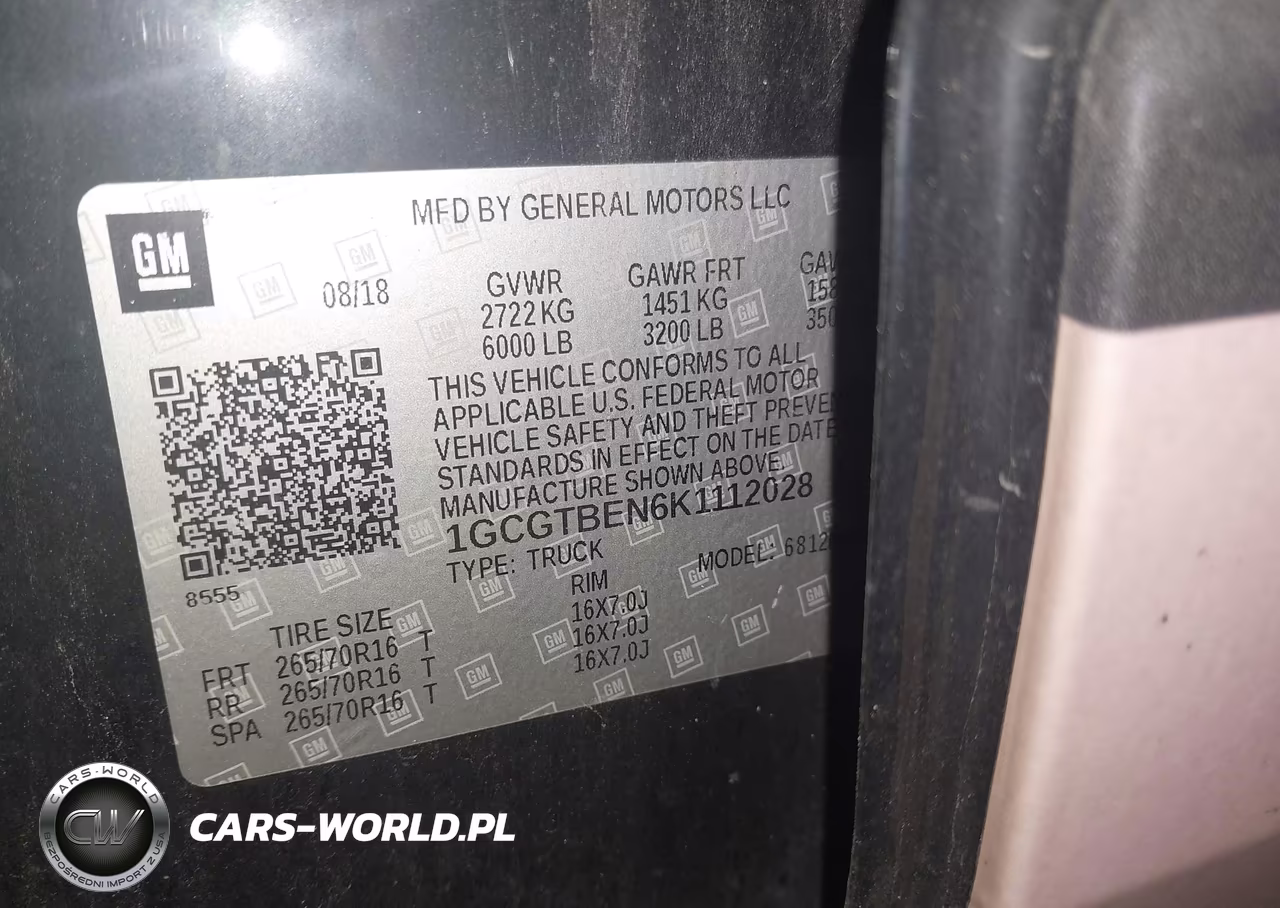 2019 Chevrolet Colorado Wt VIN:1GCGTBEN6K1112028 - 9