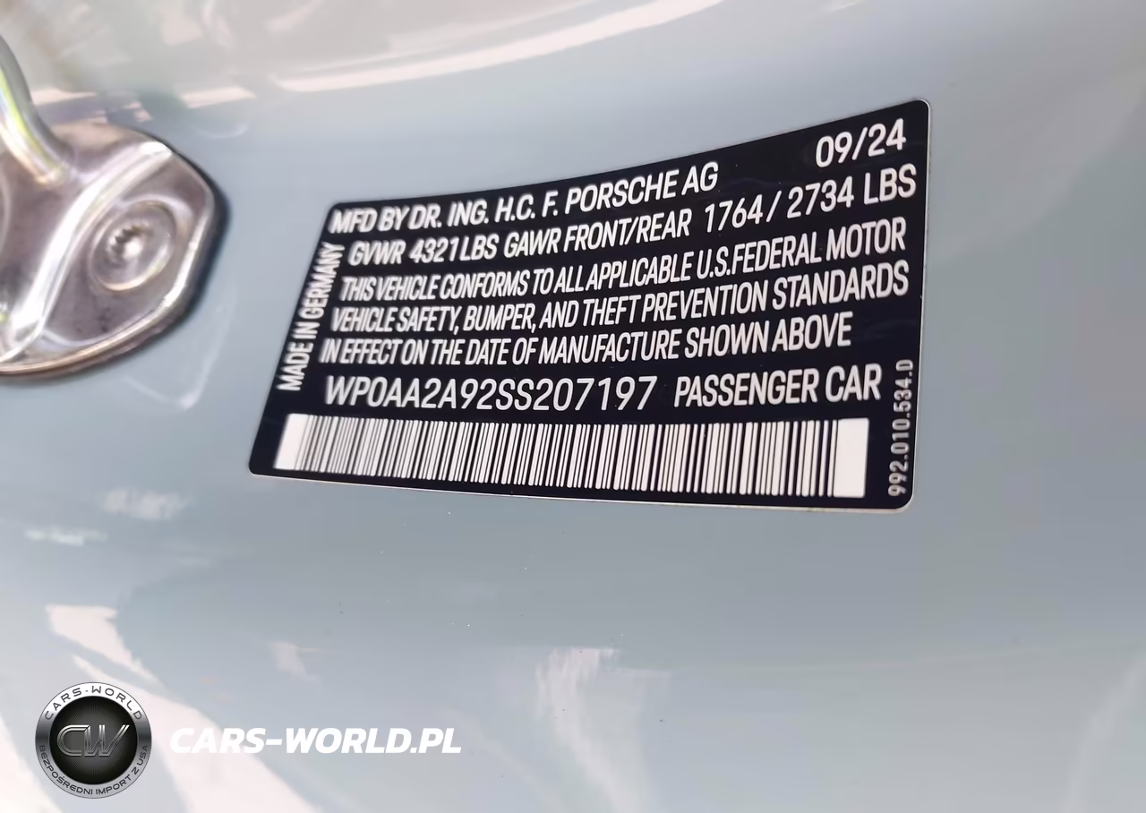 2025 Porsche 911 Carrera-Carrera T VIN:WP0AA2A92SS207197 - 9