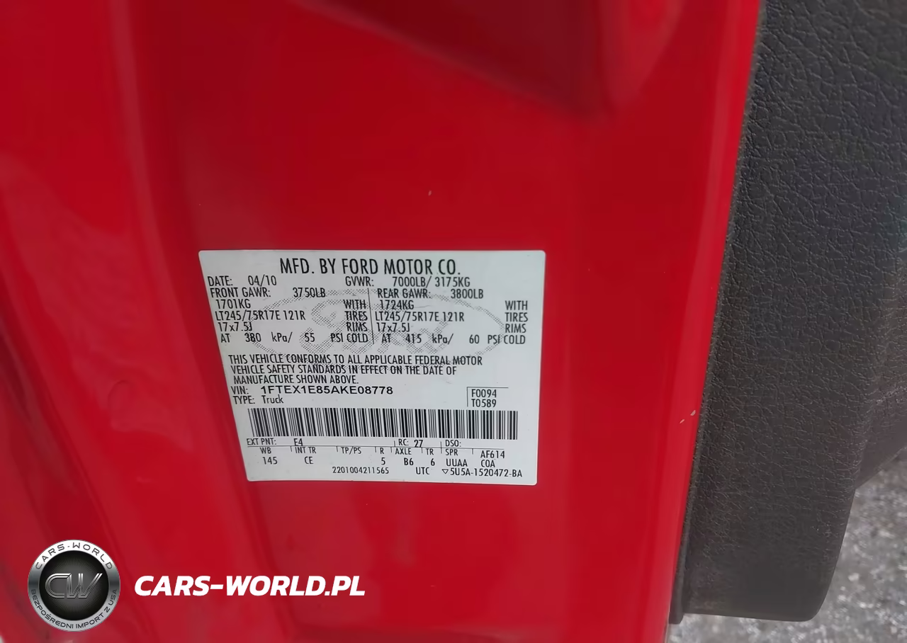 2010 Ford F-150 Xl VIN:1FTEX1E85AKE08778 - 9