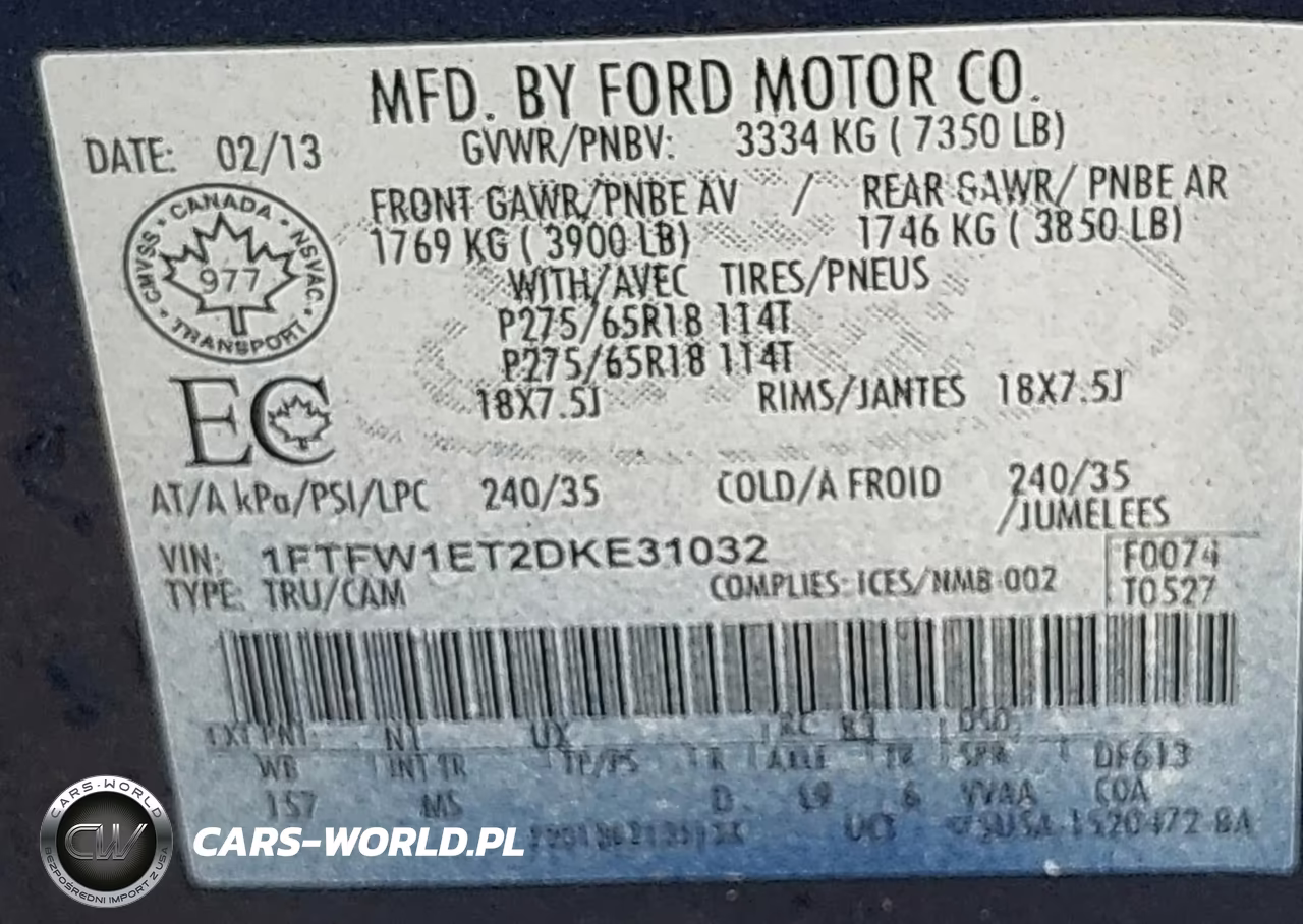 2013 Ford F-150 Xlt VIN:1FTFW1ET2DKE31032 - 9
