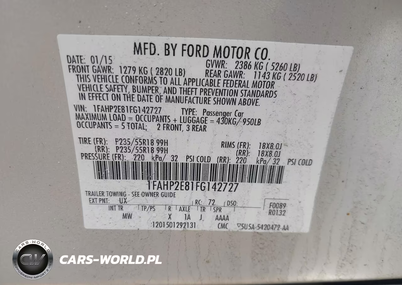 2015 Ford Taurus Sel VIN:1FAHP2E81FG142727 - 9