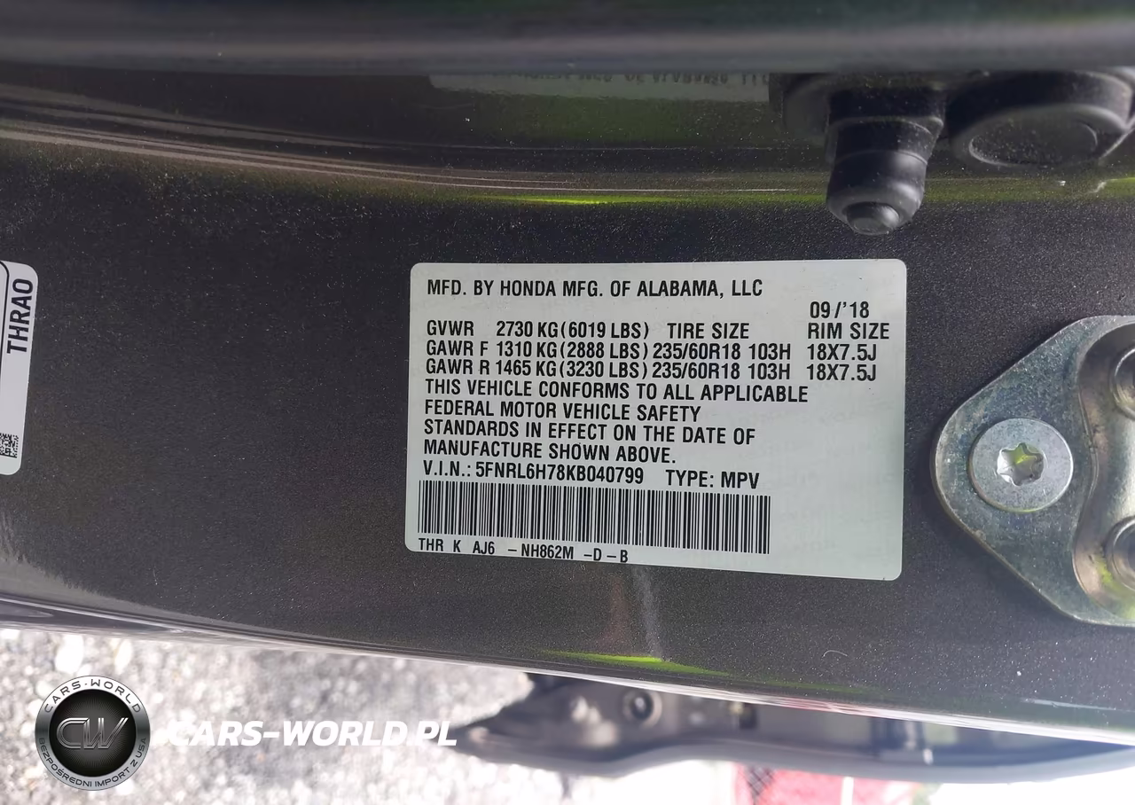 2019 Honda Odyssey Ex-L VIN:5FNRL6H78KB040799 - 9