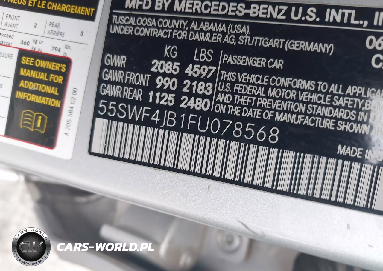 2015 Mercedes-Benz C 300 VIN:55SWF4JB1FU078568 - 9