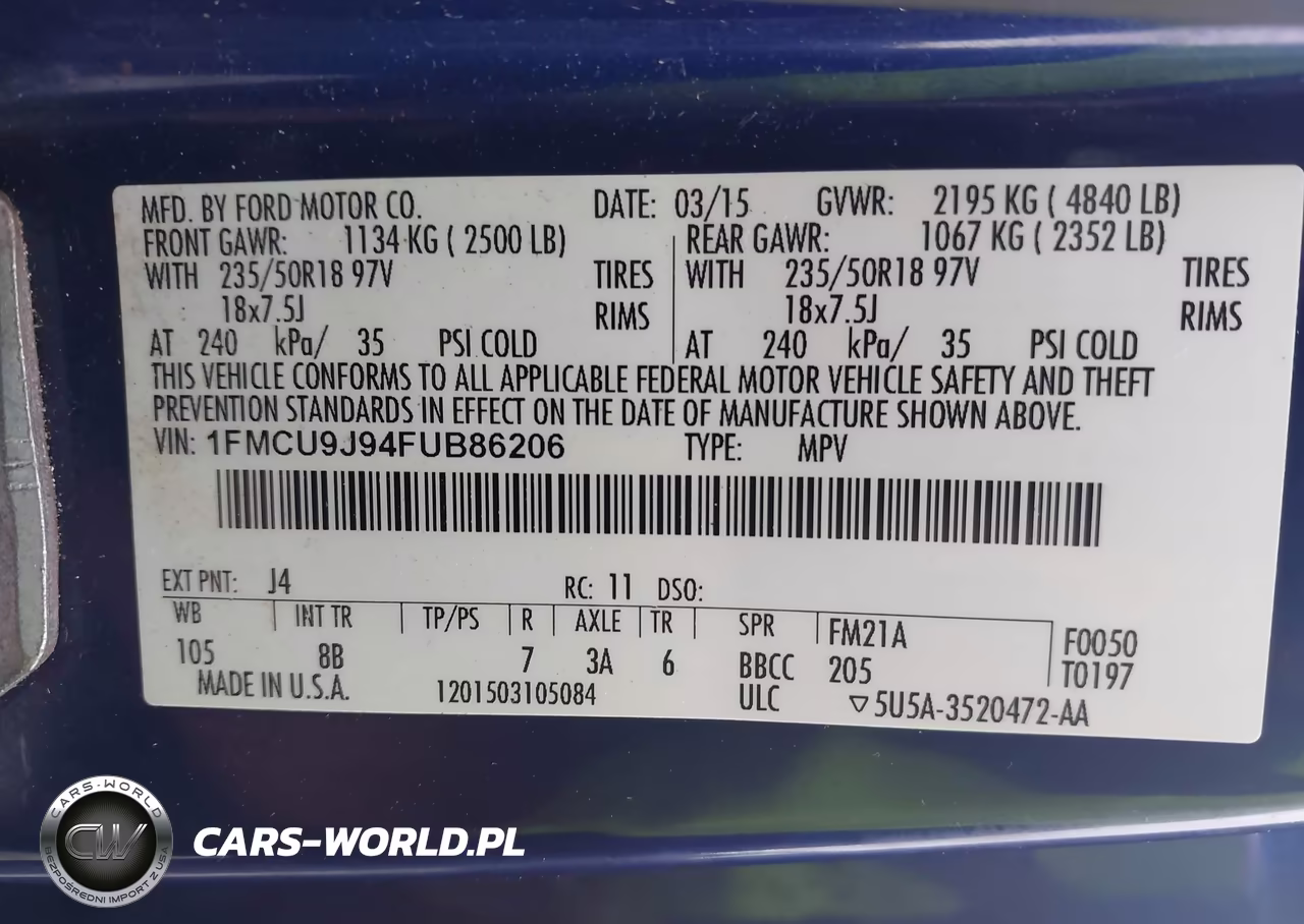 2015 Ford Escape Titanium VIN:1FMCU9J94FUB86206 - 9