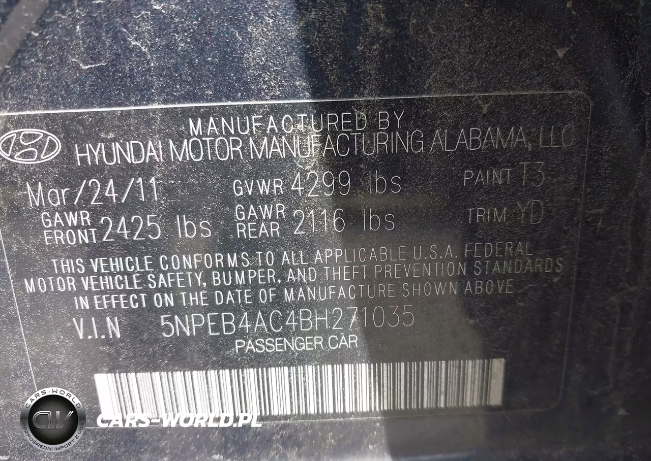 2011 Hyundai Sonata Gls VIN:5NPEB4AC4BH271035 - 9
