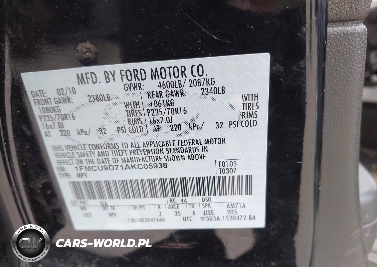 2010 Ford Escape Xlt VIN:1FMCU9D71AKC05938 - 9