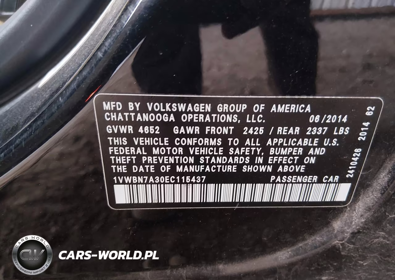 2014 Volkswagen Passat 2.0L Tdi Se VIN:1VWBN7A30EC115437 - 9