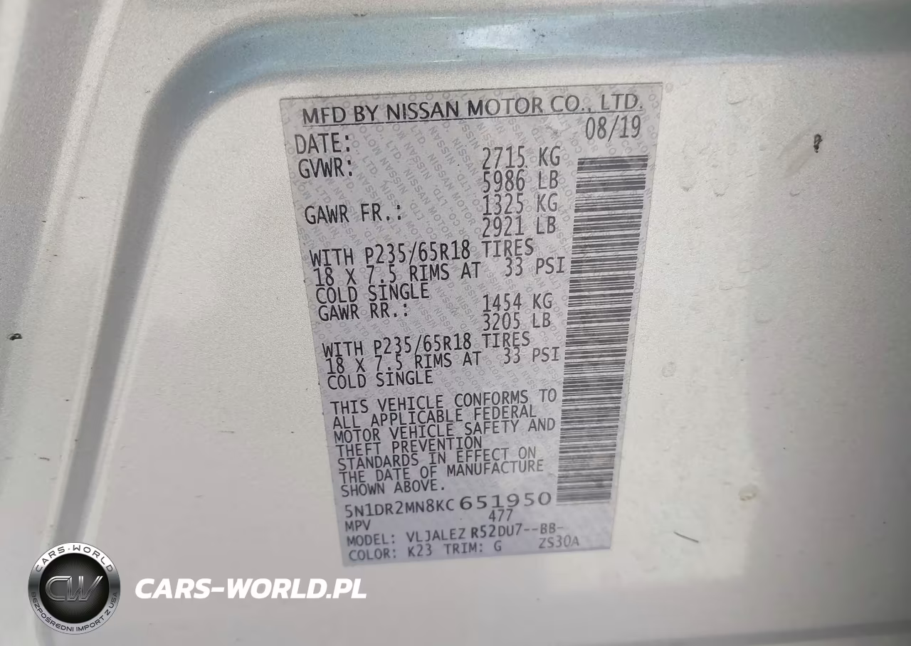 2019 Nissan Pathfinder Sv VIN:5N1DR2MN8KC651950 - 9