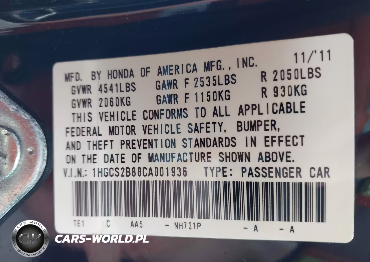 2012 Honda Accord 3.5 Ex-L VIN:1HGCS2B88CA001936 - 9