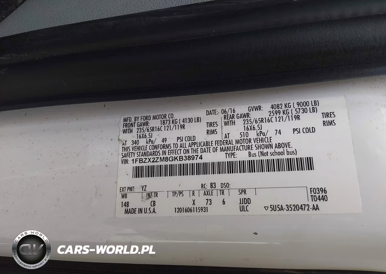 2016 Ford Transit-350 Xl-Xlt VIN:1FBZX2ZM8GKB38974 - 9