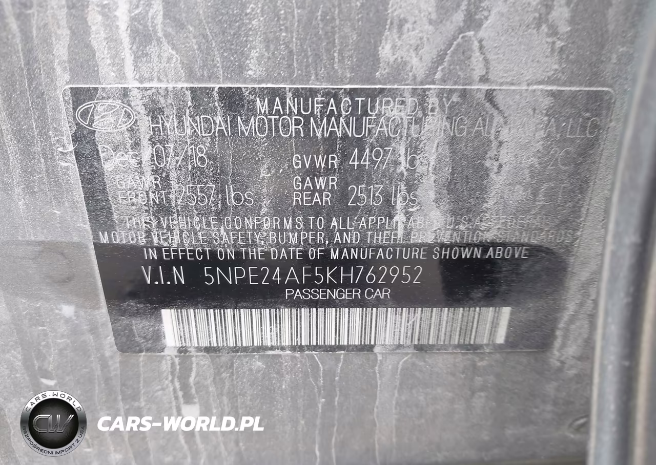 2019 Hyundai Sonata Se VIN:5NPE24AF5KH762952 - 9