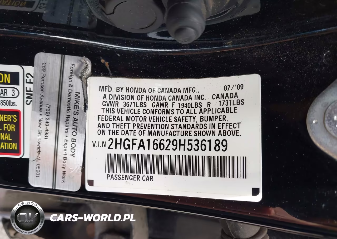 2009 Honda Civic Lx-S VIN:2HGFA16629H536189 - 9
