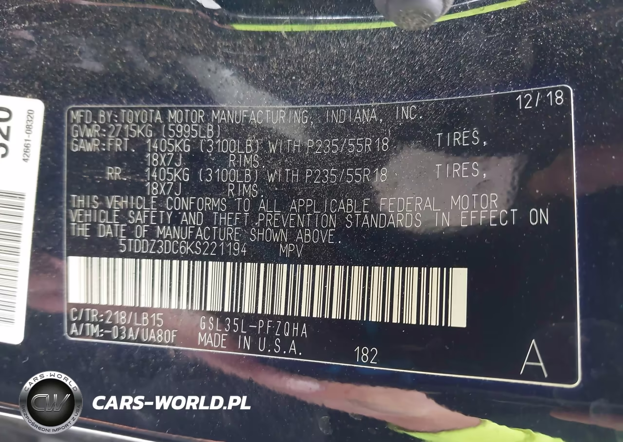 2019 Toyota Sienna Limited Premium 7 Passenger VIN:5TDDZ3DC6KS221194 - 9
