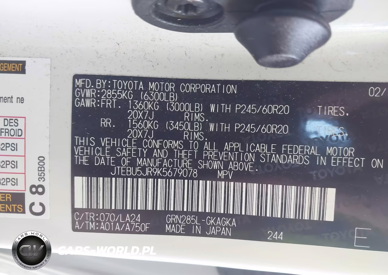 2019 Toyota 4Runner Limited VIN:JTEBU5JR9K5679078 - 9